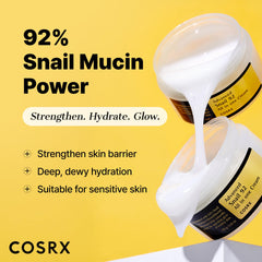 COSRX Snail Mucin 92% gel-texture close-up highlighting smooth, non-sticky application.