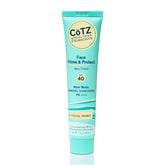 CoTZ Face Prime & Protect bottle closeup showing weightless matte sunscreen and primer
