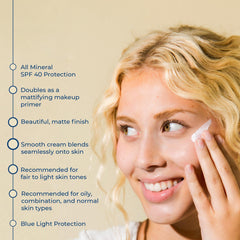 CoTZ Face Prime & Protect SPF 40 badge signals broad spectrum protection