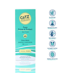 CoTZ Face Prime & Protect swatch on skin highlights sheer mineral coverage and smooth texture