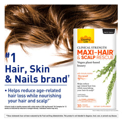 Country Life Maxi-Hair Keranat ingredient highlights plant-based hair support.