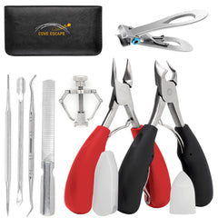 COVE ESCAPE toenail clippers kit with leather case ideal for precise trimming and easy storage.