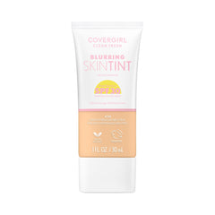 CoverGirl Clean Fresh Blurring Skin Tint bottle pump demonstrates weightless application for all-day wear.