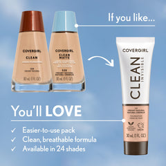 CoverGirl Clean Matte Liquid Foundation Ivory 505 swatch on skin reveals a natural matte finish.