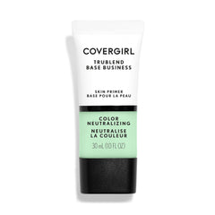 CoverGirl TruBlend primer bottle closeup highlights redness-neutralizing base for even skin tone