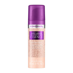 CoverGirl Simply Ageless bottle close-up shows sheer tint for a radiant bare-skin look.