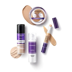 CoverGirl Simply Ageless foundation on face during application for natural coverage.