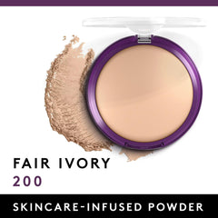CoverGirl Simply Ageless pressed powder closeup shows creamy texture for smooth finish.