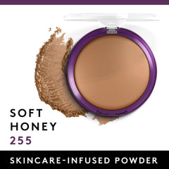 CoverGirl Simply Ageless pressed powder surface shows pore-minimizing finish.