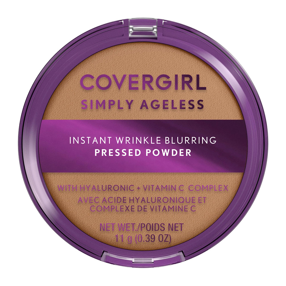 CoverGirl Simply Ageless Soft Honey powder compact swatch for smoother skin.