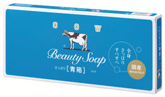 Cow Brand Blue Box packaging showing six 85g soap bars for daily cleansing