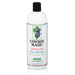 Cowboy Magic Shampoo bottle pour highlights fast rinse action for busy mornings.