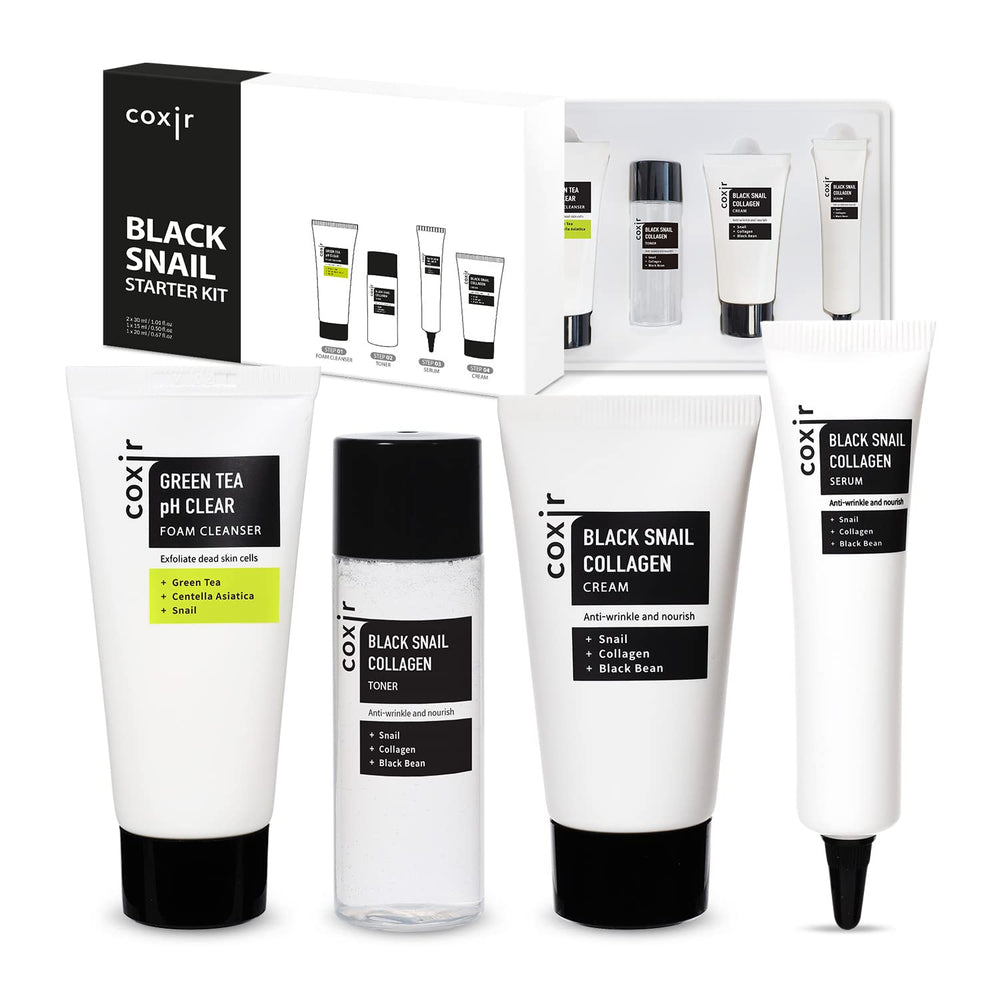 coxir Black Snail Cleanser foam bottle—gentle cleansing for refreshed skin.