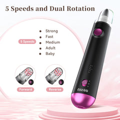 CoziBB LED light close up aids accurate shaping during nail work.