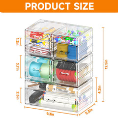 CQ Acrylic Clear Stackable Drawers on a vanity enhances bedroom organization.