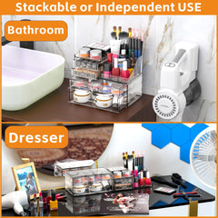 Cq acrylic makeup brush and lipstick organizer ideal for dorm desks or vanity spaces.