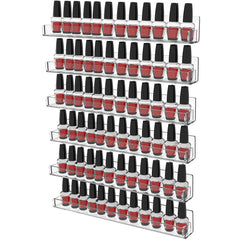 Cq acrylic nail shelves 15-inch six-pack wall organizer displaying polish bottles for quick color selection
