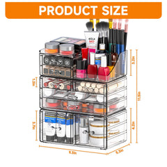 Cq acrylic vanity makeup organizer dorm room keeps essentials neatly arranged.