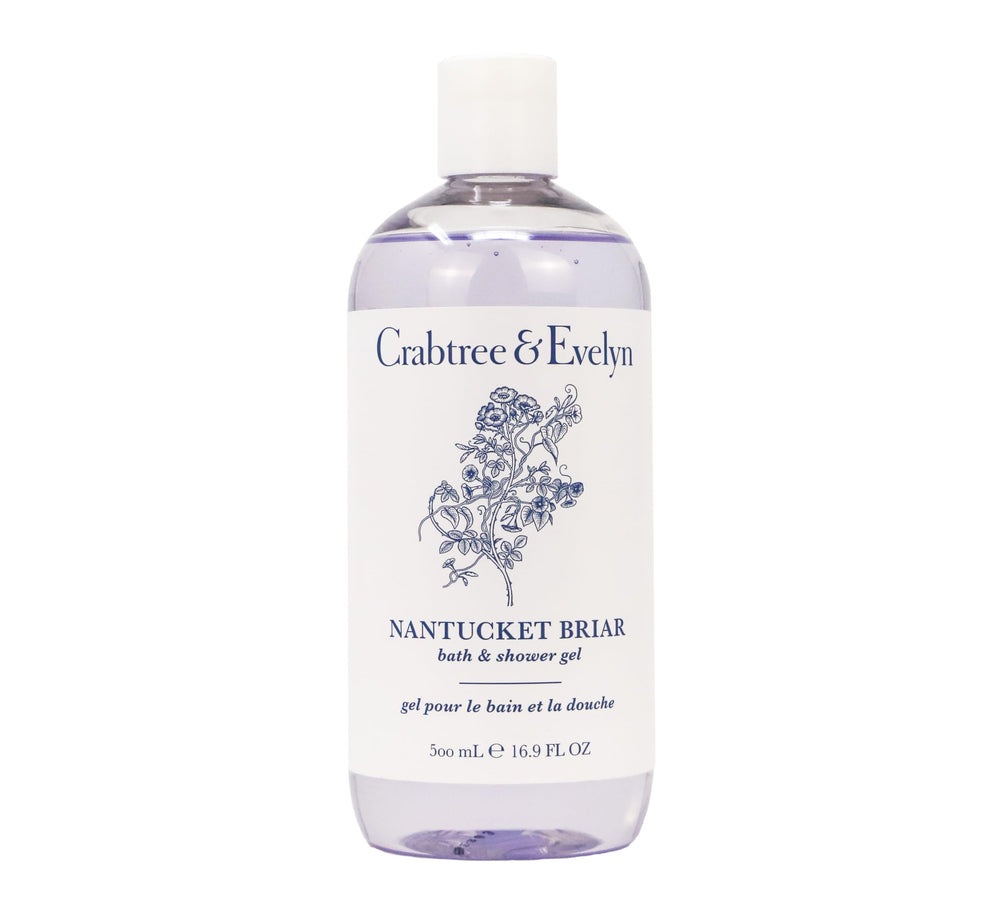 Crabtree & Evelyn Nantucket Briar Bath & Shower Gel bottle pour for a refreshing shower routine