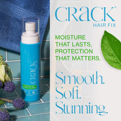 Crack Hair Fix Mist Spray applied on dry hair highlights shine and frizz control