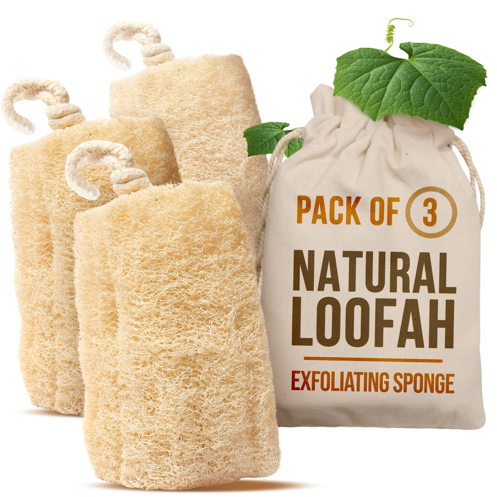 CraftsOfEgypt natural loofah pack 3 face and body exfoliation for refreshed skin.
