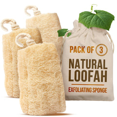 CraftsOfEgypt natural loofah pack 3 face and body exfoliation for refreshed skin.