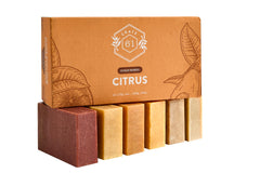 Crate 61 Organics Citrus soap bar slice reveals natural tint from botanical extracts