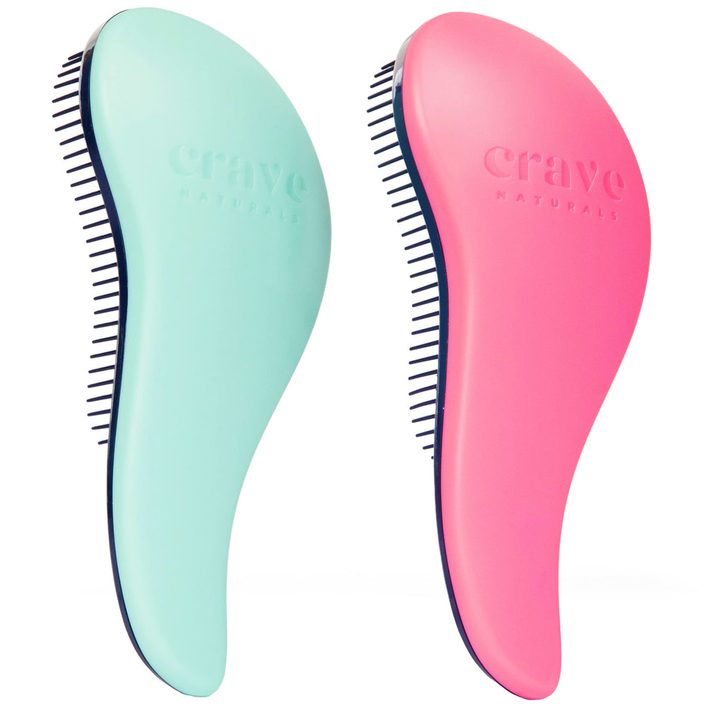 Crave Naturals Glide Thru Pack 2 front view in turquoise pink for easy detangling