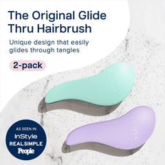 Crave Naturals Glide Thru detangler brush pack of 2 in turquoise and purple, smooths knots gently.