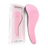 Crave Naturals Glide Thru pink detangling brush close-up easing knots