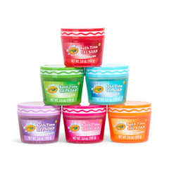 Crayola Bath Time Slime kid-playing shot showcasing six colors for safe, supervised bath play