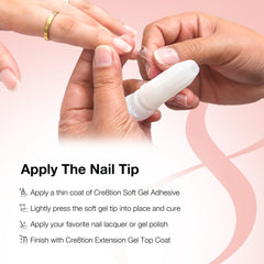 Cre8tion Extend Gel no-heat formula minimizes curing heat spikes.