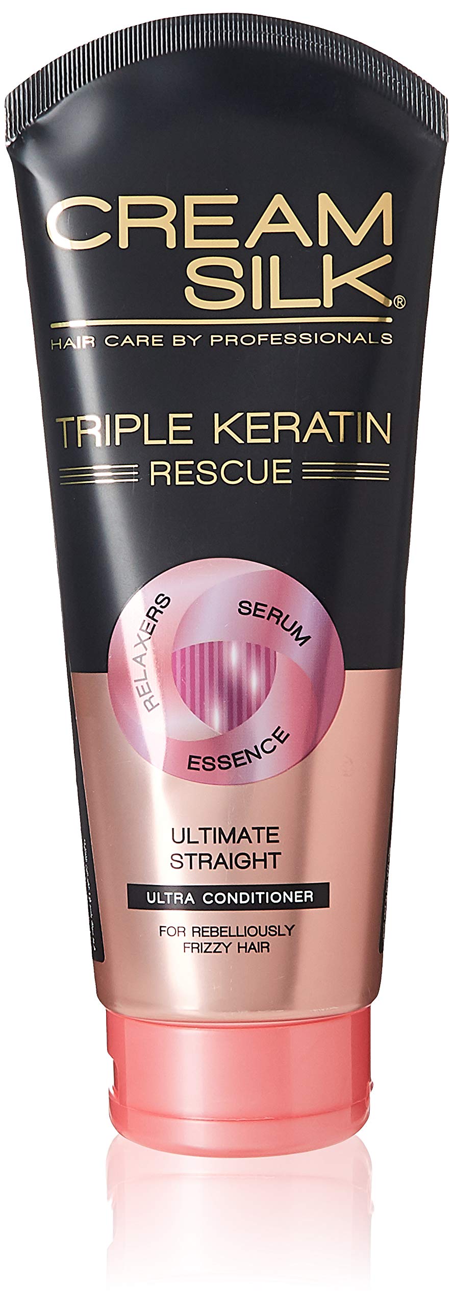 Cream Silk Triple Keratin Rescue Ultimate Straight bottle smooths hair