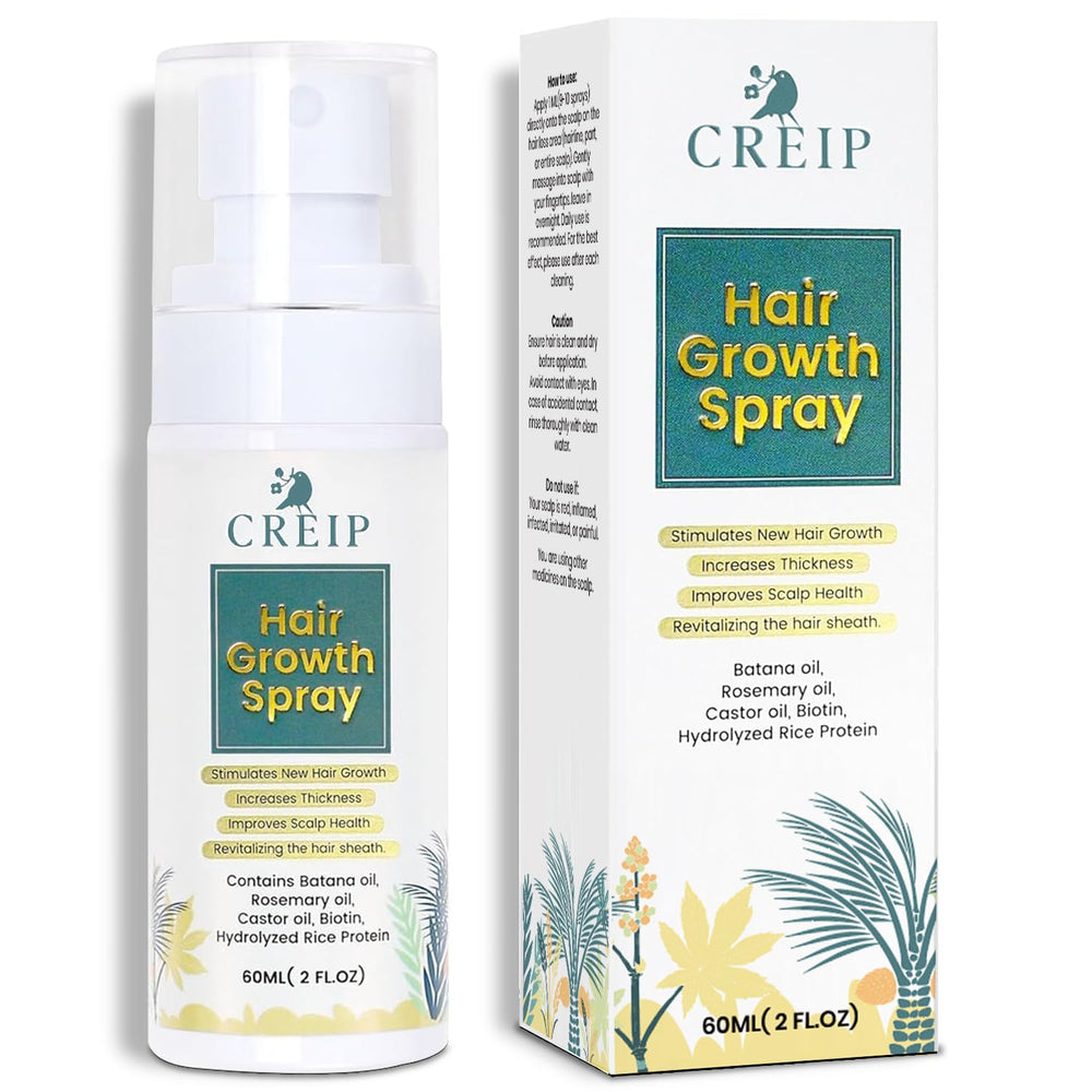Creip Natural Hair Growth Oil Spray bottle for easy daily scalp nourishment