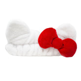 The Crème Shop Hello Kitty plush headband bow closeup keeps hair back during cleansing
