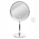 Creocasy makeup mirror with lights front view shows chrome finish for daily makeup.