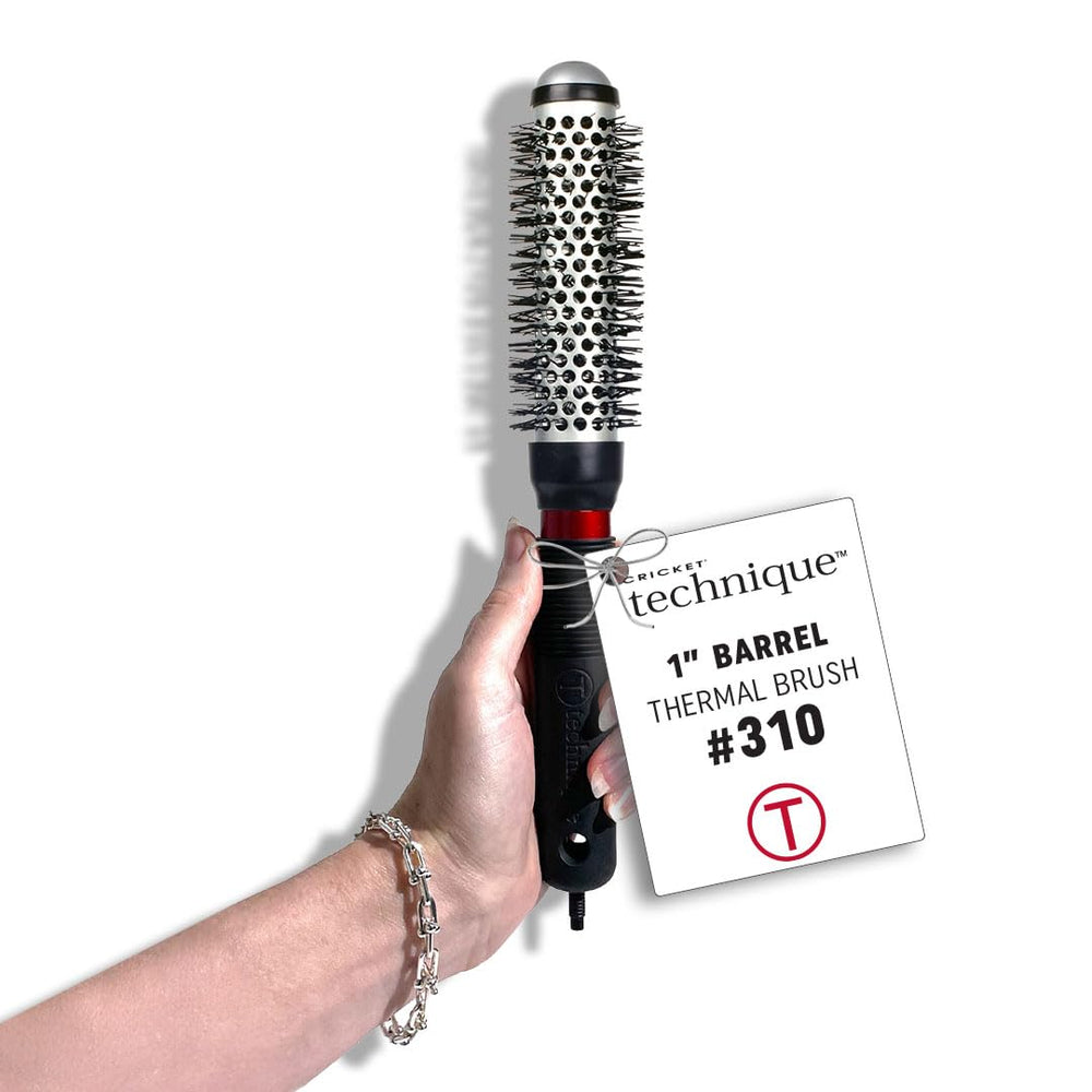 CRICKET Technique Thermal Brush 310 barrel close-up showing heat-retaining design for faster styling