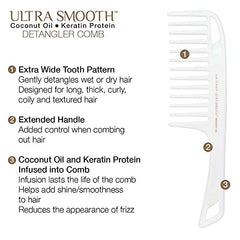 Cricket Coconut Detangler Comb with wide teeth gliding through knotted hair