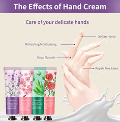CRISTALBOX hand cream fragrances featuring honey, coconut, and rose for uplifting hydration.