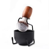 CRUCISRESIN shaving brush close-up features soft synthetic bristles for rich lather