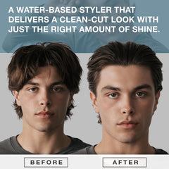 Hair Craft Co. CRVFT pomade applied to damp hair demonstrates controlled hold.