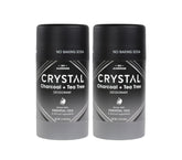 Crystal Essence charcoal tea tree solid stick closeup shows quick-dry odor protection.