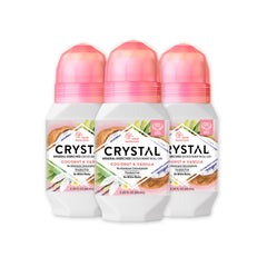Crystal Essence Coconut Vanilla roll-on bottle provides mineral odor protection.