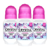 Crystal Essence CRYSTAL deodorant roller unscented 3-pack packaging view shows fragrance-free design