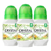 Crystal Essence mineral deodorant bottle close-up highlighting vanilla jasmine scent for all-day freshness