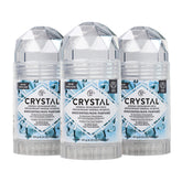 Crystal Essence unscented mineral deodorant stick 3-pack box—natural odor protection all day.