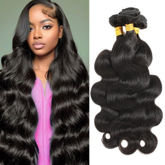 CSCHS Body Wave Bundles natural black 16-inch ready for quick weave and smooth styling.