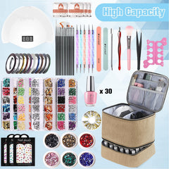 CTWWFS corduroy nail polish organizer bottom compartment fits 30 bottles securely during transport.