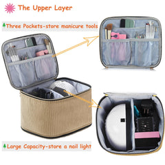 CTWWFS corduroy nail polish organizer portable handle enables easy commuting.