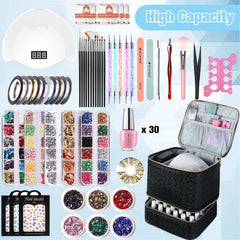 CTWWFS Nail Polish Organizer top-open view highlighting spacious upper layer for lamp and accessories